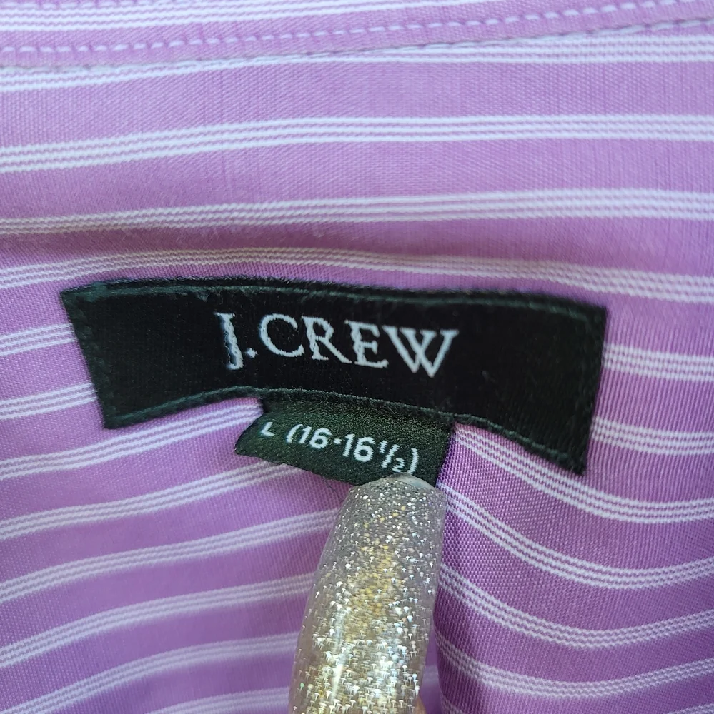 J.Crew Mens Purple Striped 100% Cotton Button Down Longsleeve Shirt L